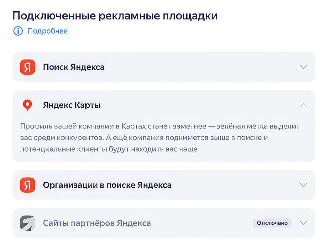 Рекламные площадки Яндекс Бизнеса